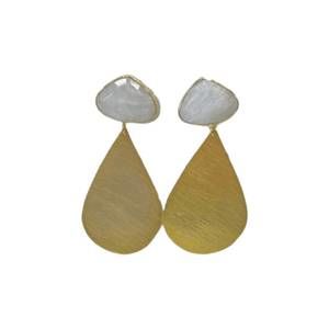 NEW ELYSSA BASS DESIGNS women's moonstone large teardrop earrings in gold